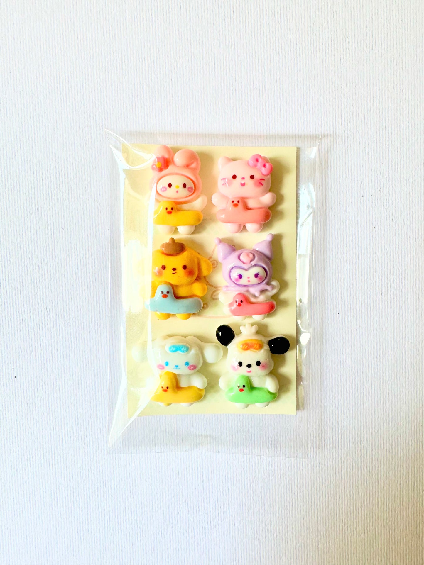 Jibitz/Cartoon Charms Set 6pz - Duck Swimming Tube