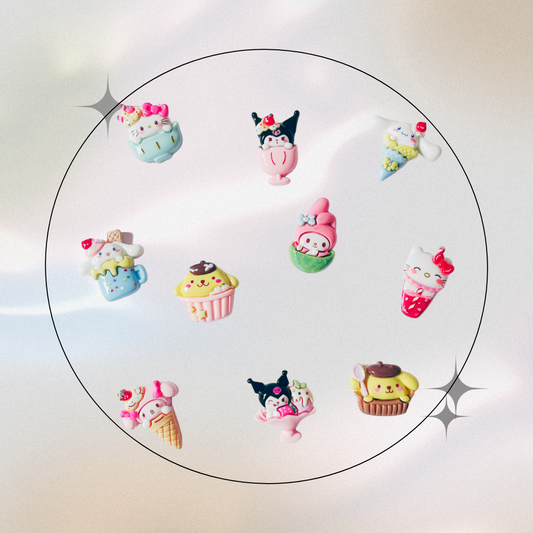 Jibitz/Cartoon Charms Set 10pz - Large Ice Cream Cup