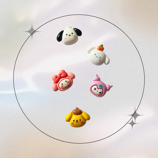 Jibitz/Cartoon Charms Set 5pz - Chubby Faces