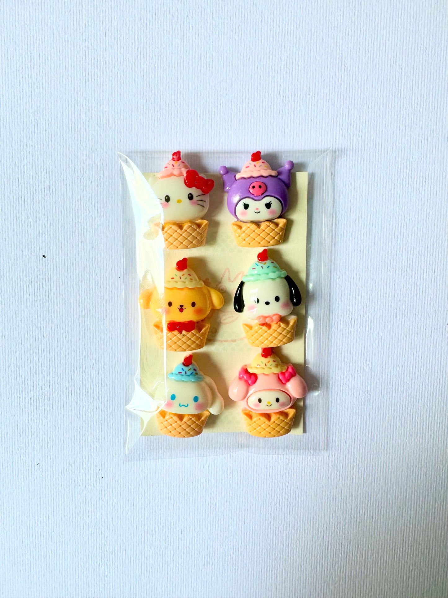 Jibitz/Cartoon Charms Set 6pz - Ice Cream Cup